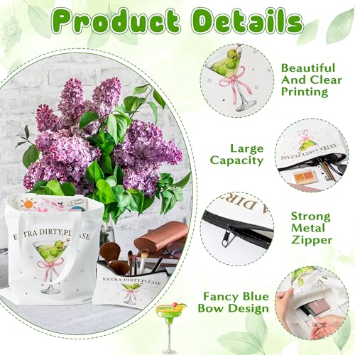 Image of Y1tvei Canvas Bags Gifts, Tote Bag with Makeup Pouch, Birthday Party Favors