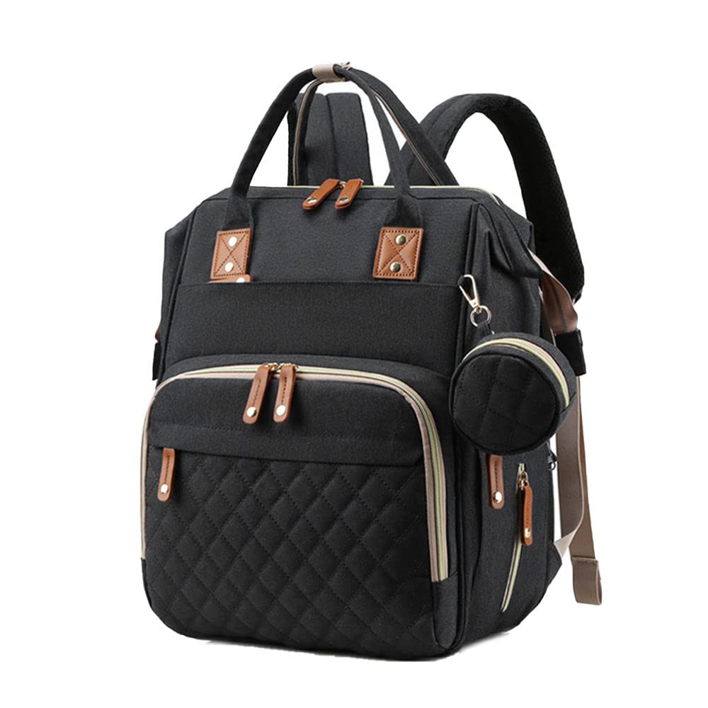 TUTCHY Baby Diaper Bag Backpack With Changing Station Pad, 3 In 1 Diaper Backpack For Dads and Mums, Large Waterproof Travel bag (Black)