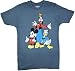 Disney Big Three Trio Mickey Mouse Donald Duck Goofy T-shirt (Extra Large, Heather Navy)