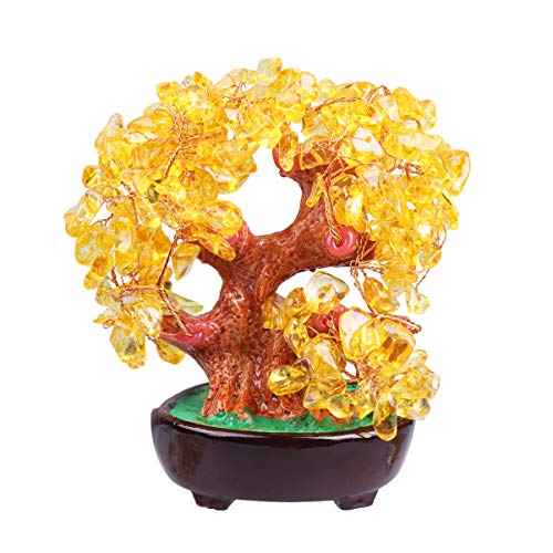 FAVOMOTO Feng Shui Cristal Amarelo Natural Árvore Do Dinheiro Feng Shui Bonsai Decoração da Árvore d