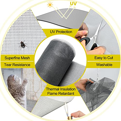 Owyr Magnetic Screen Window,Window Screen For House Window Max 59” X 51”,Fiberglass Mesh 720Gs Magnetic Strips (Grey Window Frames With Grey Mesh) #TOP3