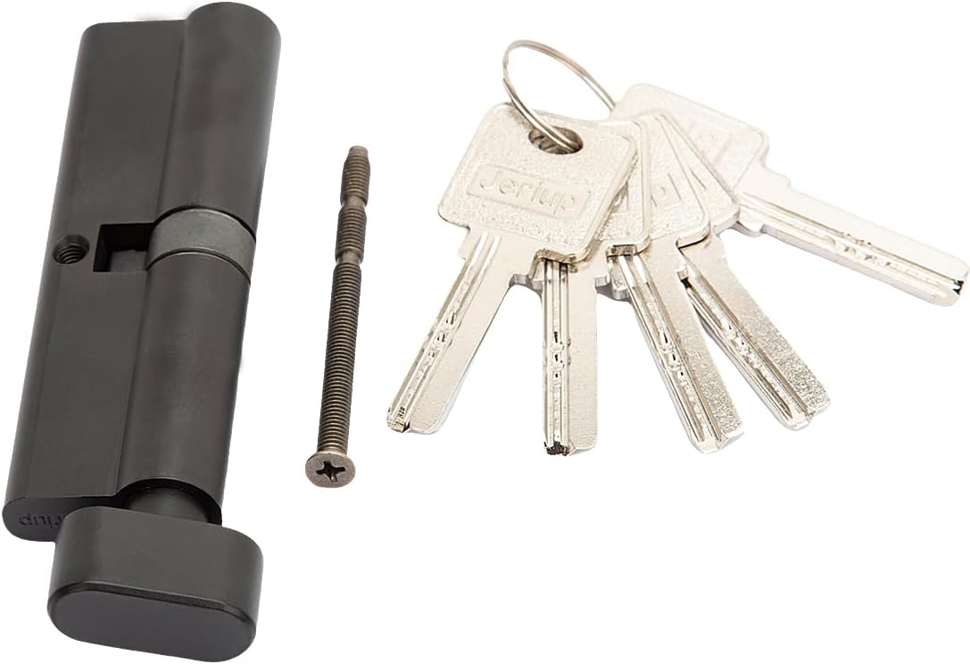 100mm (45/10/45) Oil Rubbed Bronze (Black Color) Euro Profile Lock Cylinder with 5 Keys (dimple), Single Open Copper Lock Cylinder, Anti-Rust Corrosion Resistant