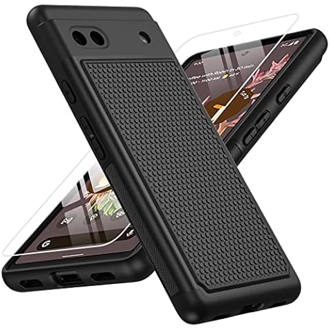 JXVM for Google Pixel 6a Phone Case: Dual Layer Protective Heavy Duty Cell Phone Cover Shockproof Rugged with Non Slip Textured Back - Military Drop Protection Bumper Tough - 6.1inch (Matte Black) Cover