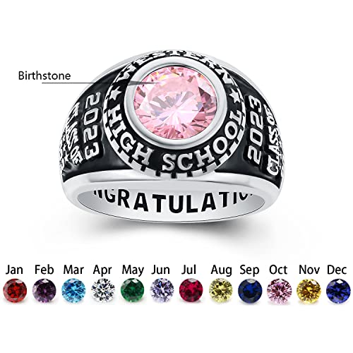 Ccjcinata Customized Sterling Silver High School And College Class Ring Pride Ring Graduation Rings For Men Classic Collection Fully Personalized (Sterling Silver - Platinium) #TOP4