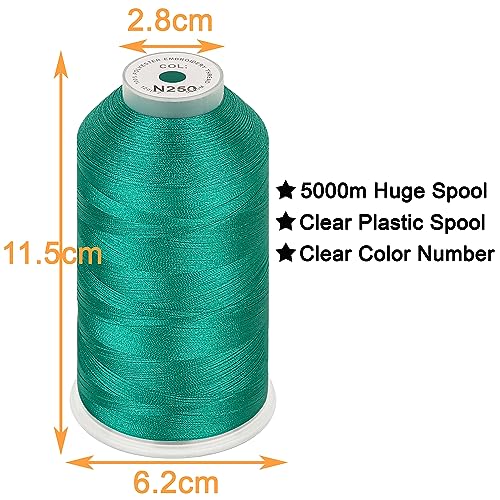 Image of New brothread - Single Huge Spool 5000M Each Polyester Embroidery Machine Thread 40WT for Commercial and Domestic Machines - Emerald Green (Janome Color)