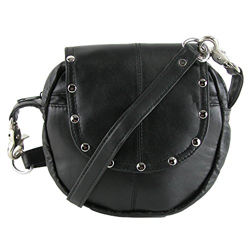 CTM Leather Studded Biker Belt Waistpack, Black