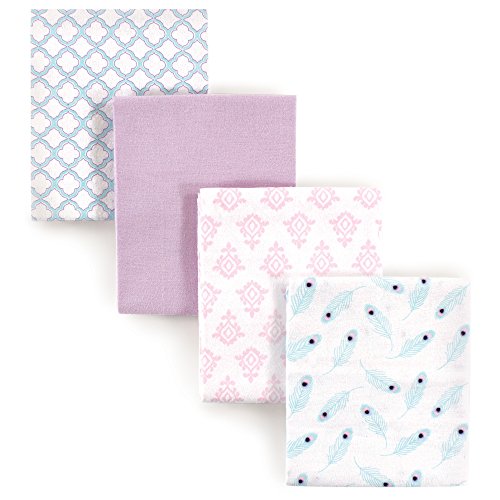 Image of Hudson Baby Unisex Baby Cotton Flannel Receiving Blankets, Peacock, One Size
