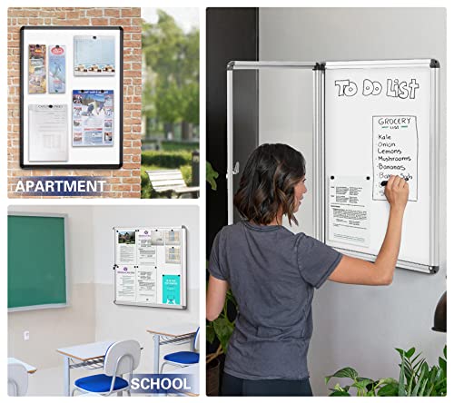 Image of SWANCROWN Wall Board 9 x A4 with Lock, Magnetic Whiteboard