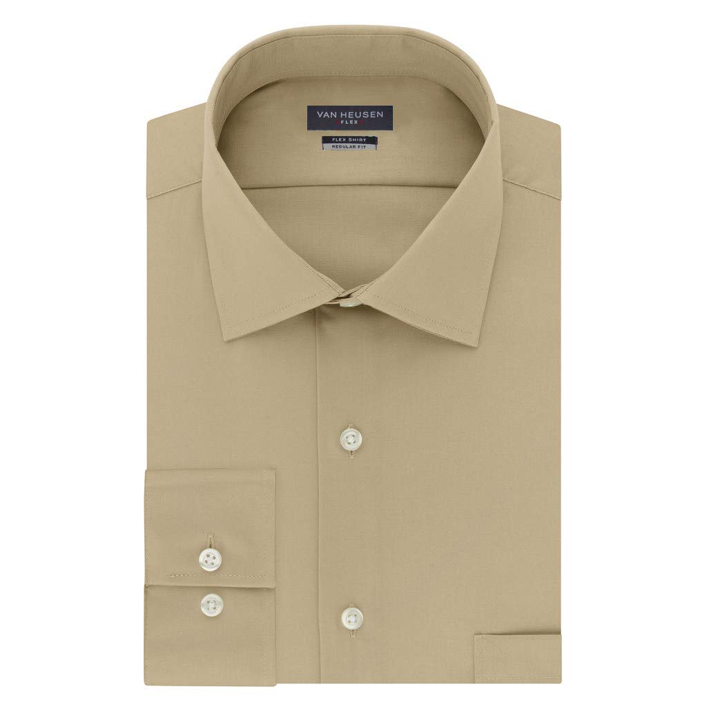 Van Heusen Men's Flex Collar Regualr-Fit Dress Shirt Solid (Seed, 16  1/2-34/35) at Amazon Men’s Clothing store