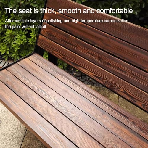 Outdoor Garden Bench with Backrest, Outdoor Patio Bench Park Seat Chair, Cast Iron Metal Frame Park Bench, All-Weather Outdoor Bench That Never Fade, for Yard & Garden(150*40*41cm/59*15.7*16.1in) - Image 5