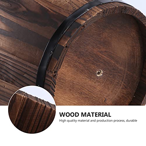 Hemoton Wooden Whiskey Barrels Bucket With Handle Rustic Flower Planters Plant Pots Boxes Container Water Patio Garden Backyard Primitive Planter Outdoor #TOP6