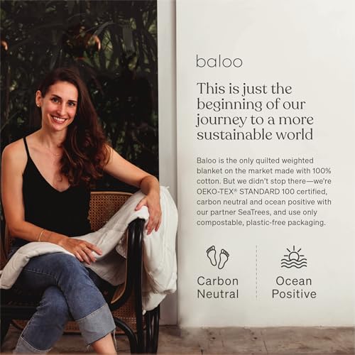 Image of Baloo Weighted Blanket for Adults 20 lb Full /Queen (Moss, 60 inchx80 inch) | Cool & 100% Cotton | Machine Washable & Dryer Safe | Glass Microbead Fill