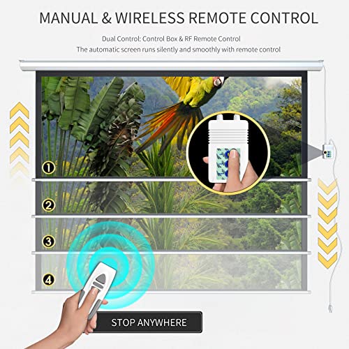 Image of Aoxun Motorized Projector Screen Pull Down with Remote Control 120 inch Electric 4:3 Projection Screen,Video Projection Screens-White