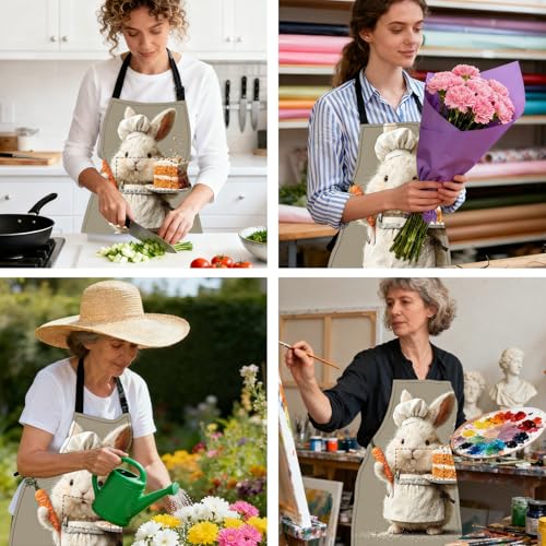 Image of Nuxovilar Cute Apron with Pockets, 26.77 * 30.7 Inches, Versatile for Meal Prep, Baking, Holiday Cooking