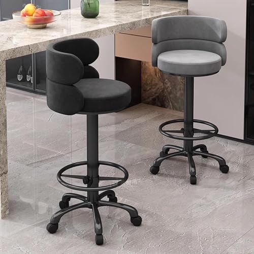 Tabourets de bar pivotants en velours réglables avec dossier - 2