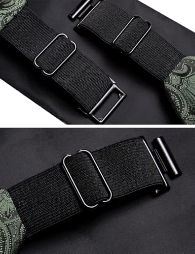 Image of Barry.Wang Men Silk Paisley Cummerbund and Pre-tied Bowtie Handkerchief Cufflink Set for Tuxedo