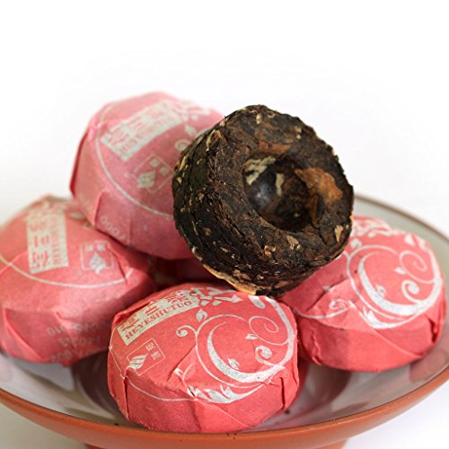 GOARTEA Puerh Tea Cake 20Pcs / 4.23oz 2015 Year Ripe/Shu Lotus Leaf Flavored - Yunnan Pu-erh Pu erh Puer Pu'er Chinese Tea - Mini Puerh Tuocha