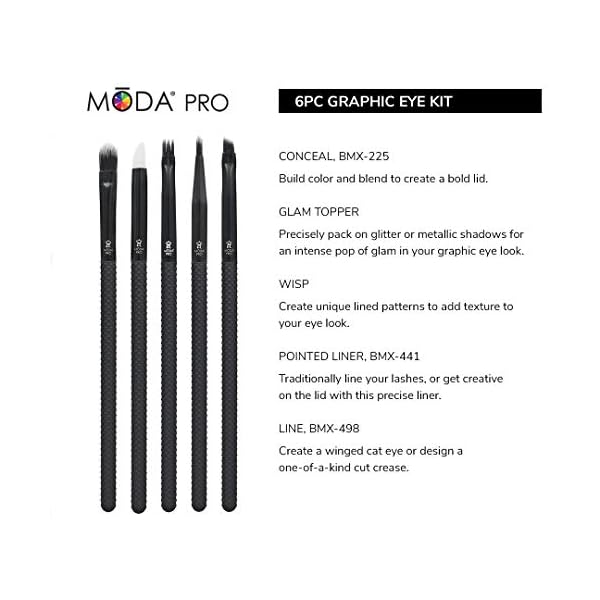 Moda-Royal-Langnickel-BMX-GE6-Make-up-Pinsel-Set-mit-Tasche-inkl-Concealer-Glam-Topper-Wisp-Spitzer-Liner-abgewinkelter-Liner-Schwarz-6-teilig Moda Royal & Langnickel BMX-GE6 Make-up-Pinsel-Set mit Tasche, inkl. Concealer, Glam Topper, Wisp, Spitzer Liner…