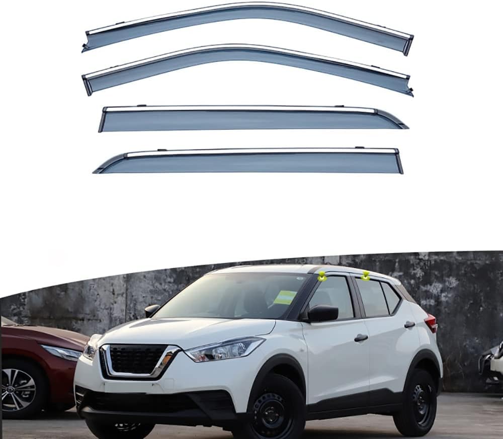 4 Stück Auto Windabweiser für Nissan Kicks 2017-2022, Front- und Heckscheibe Regenschutz Sonnenblende Zubehör Fensterabweiser Auto