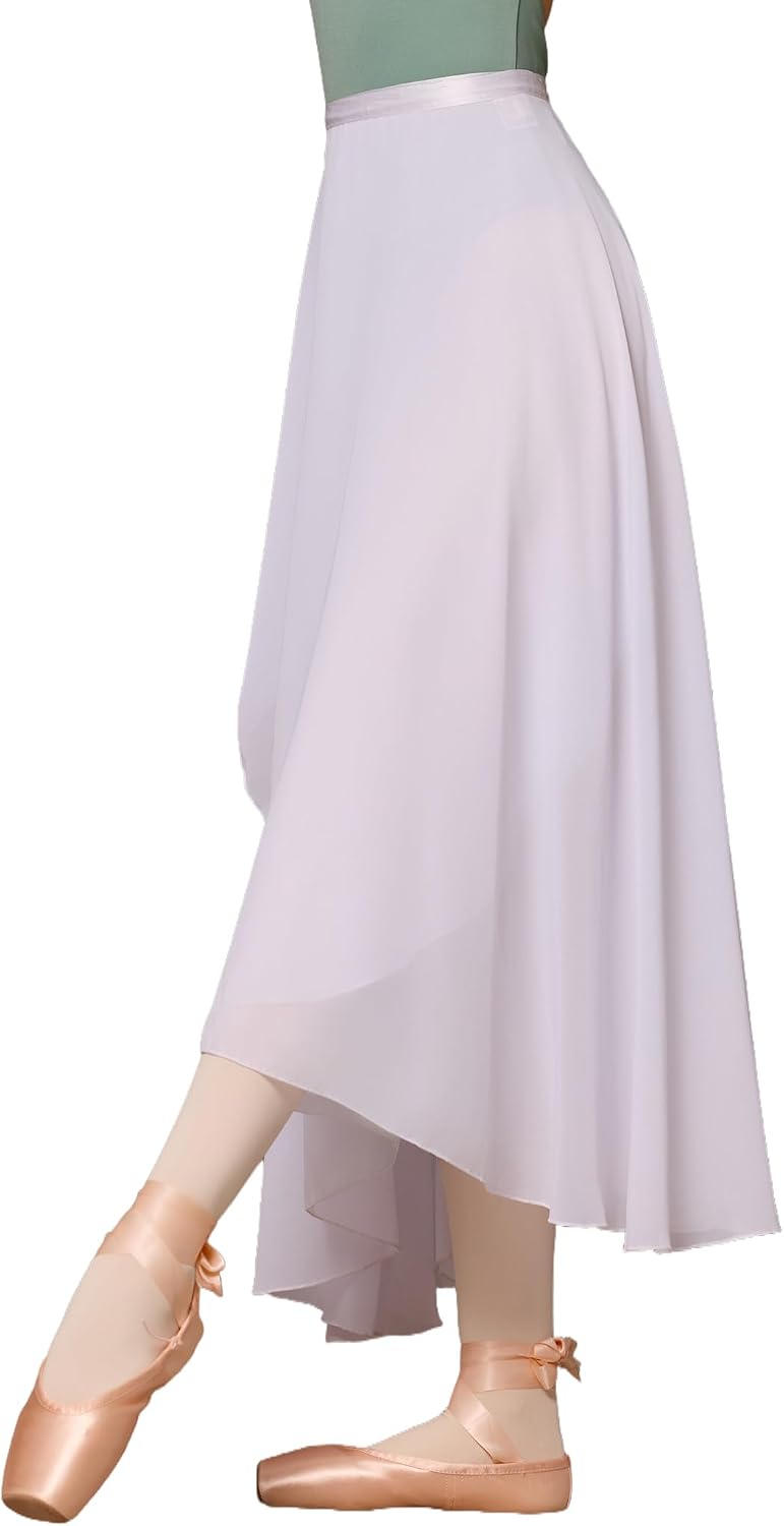 LingTing Dance Skirts for Women, Long Chiffon Ballet Skirt, Women's Dance Wrap Skirt with Tie