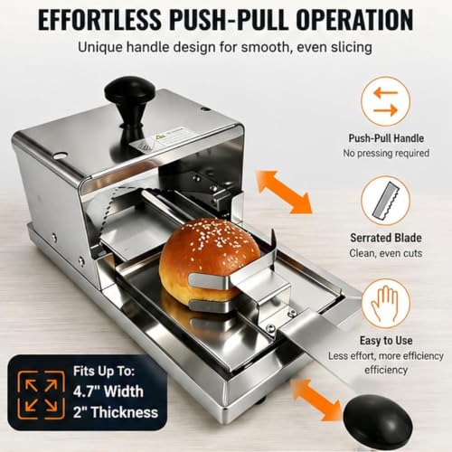 Cortadora de bagels con espesor ajustable de 10 mm en acero inoxidable 6