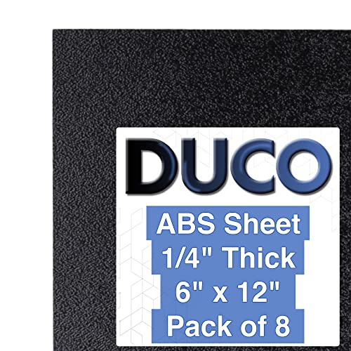 Image of Duco ABS Plastic Sheet 1 /4 inch (6mm) Thick 6 inch x 12 inch - 8 Pack of USA-Made Textured & Matte ABS Black Sheet - Heat Moldable Plastic Panel for Home Decor, Crafts, Robotics, DIY Projects and Industrial