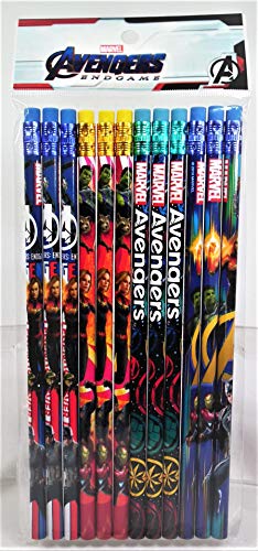 12 Marvel Avengers Endgame Wooden Pencil Cartoon Character Authentic Licensed School Party Bag Fillers