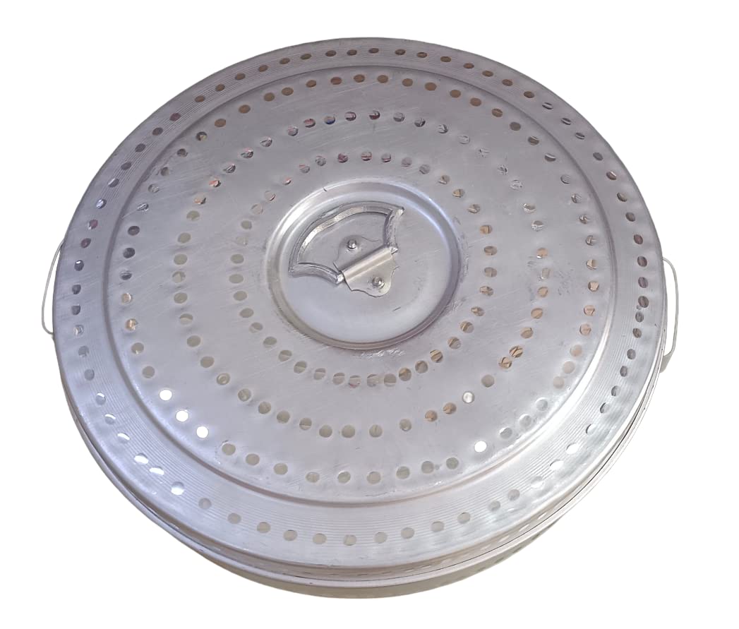 Alsaqer Aluminium Kubbos Dabba |Traditional Arabic Bread Box |Regag Storage | Arabic Bread Storage 16-Inch Diameter