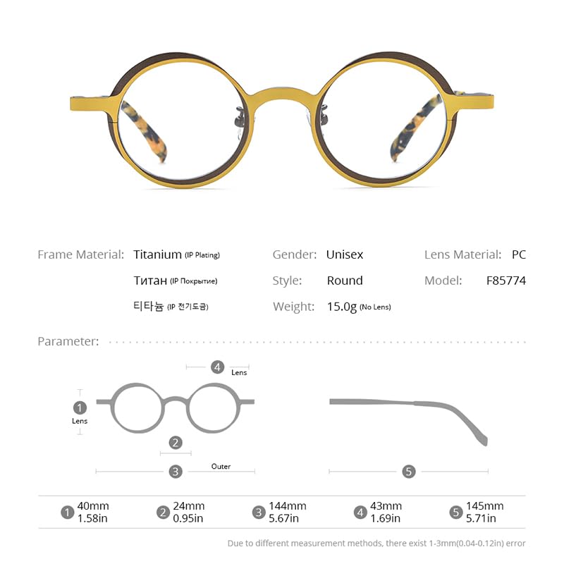 Image of FONEX Colorful Pure Titanium Glasses Frame Women Retro Round Eyeglasses