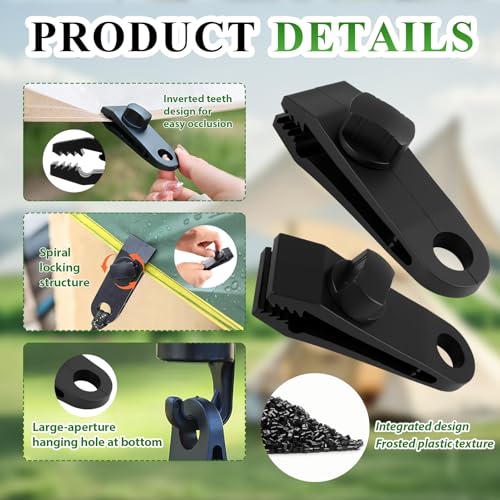 Miniatura 5 de 12 Piezas Tensores De Lona Para Lonas Clips Para Lonas De Fijación Pinzas Ajustables Fijación De Lona De Camping Para Fijación De Lonas, Toldos, Tiendas De Campaña Y Coberturas En Actividades Al Aire