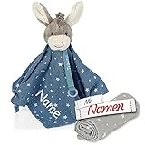 Sterntaler Träumli-Set Kuscheltuch mit Namen Bestickt, Schmusetuch mit Schnullerkette und Mulltuch, Stofftier Kuscheltier Einschlafhilfe Schnuffeltuch Baby & Kinder personalisiert