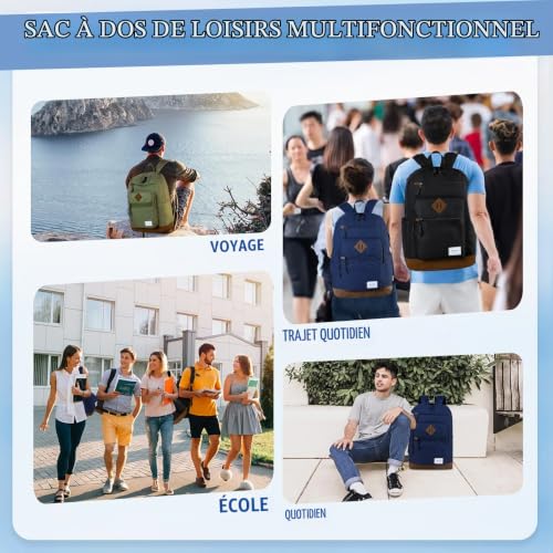 Chase Chic Sac À Dos Homme Femme - Sac D'école Antivol Sac De Ville D'affaires Loisirs Résistant à L'eau Pour College Travail École Voyage Adolescent étudiants 18,8L Bleu – vue 7