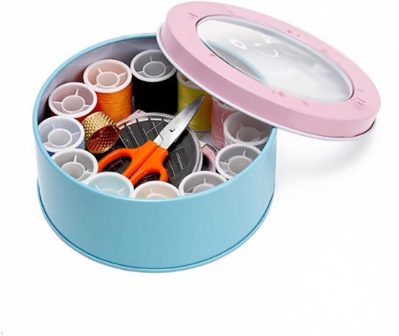 MVNOIRE Iron Box Household Patching Tools Round Needle Thread Set Hand Sewing Supplies Portable Small Bag