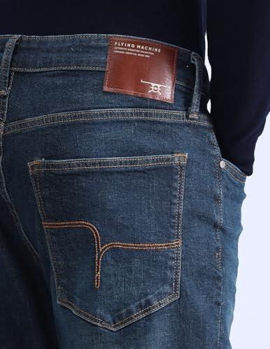 Image of Flying Machine Men's Slim Straight Fit Jeans| Solid | Mid Rise | Stretchable | Jeans for Man