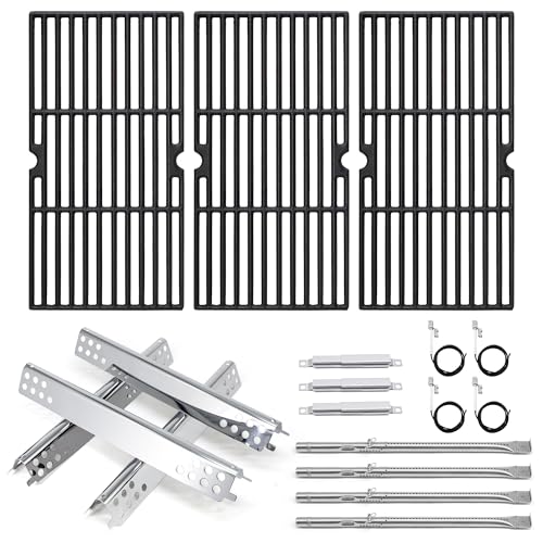 Image of Grill Replacement Parts for Charbroil Advantage 4 Burner 463344015, Cast Iron Grill Grates, Heat Plates Tents, Burners and Igniters for Char-Broil Advantage 463344015