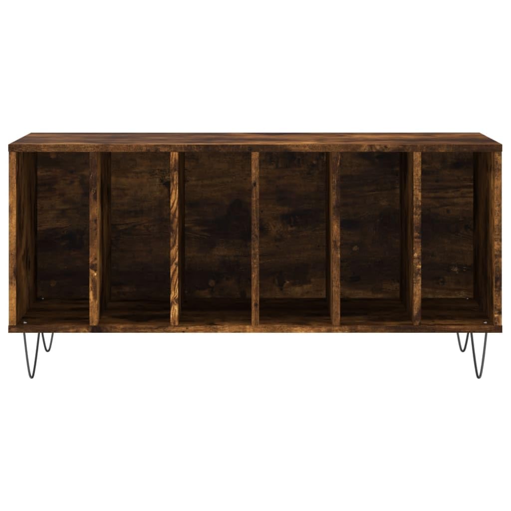 Armadio per dischi in rovere affumicato, 100 x 38 x 48 cm, scaffale in vinile per dischi in vinile, mobile fonofonico in legno, scaffale basso per giradischi in soggiorno