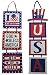 Patriotic 4th Of July Glitter Decoration Hanging Sign for Indoor / Outdoor - Set of 2