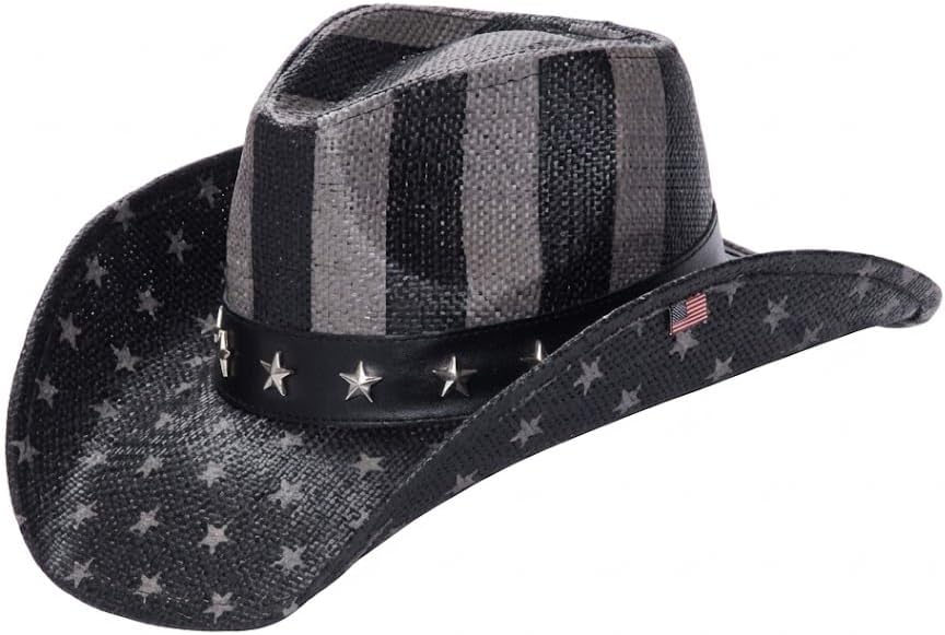 Patriotic American Flag Straw Cowboy Hat – Men's & Women's Western Stars & Stripes Sun Hat for 4th of July & Festivals