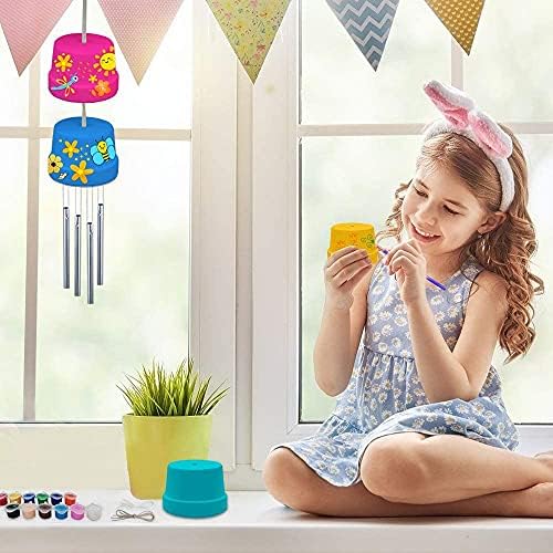 Make A Wind Chime 2-Pack Arts & Crafts Kits for Kids Boys & Girls Toys Ages 5 6 7 8 9, DIY Construct & Paint Musical Chime Gift Wooden Craft Sets