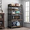 Bakers Rack with Power Outlet ，4-Tier Kitchen Baker's Rack, Free Standing Baker's Rack Kitchen Stands with Storage Suitable for Kitchen, Living Room, Dinning Room，Coffee Bar(Brown)