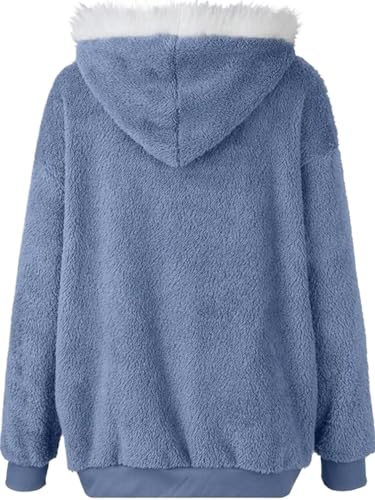 Trendy Blue Hooded Jacket for Women - Perfect for Cool Autumn Days
