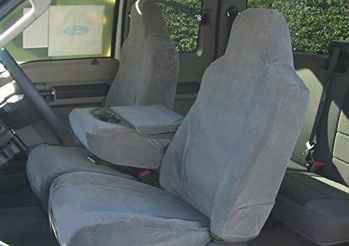 Durafit Seat Covers, F58-L8, 2002-2010 Ford F250-F550 Super Duty, Front 40/20/40 Split Bench Seat with High Back Buckets Seats, Exact Fit Seat Covers, Durable & Style, in Dark Gray Leatherette Fabric