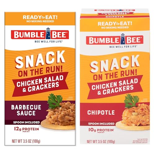 Image of Bumble Bee Snack on the Run Duo (2 Total Kits) - BBQ Chicken Salad and Chipotle Chicken Salad with Crackers - Ready to Eat Protein Snacks