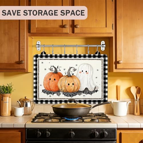Image of Cute Cartoon Pumpkins Stove Top Cover for Electric Stove, Heat Resistant Glass Cooktop Cover, Stovetop Protector, Dish Drying Mats Cover for Ceramic Washer Top 28x20 inch