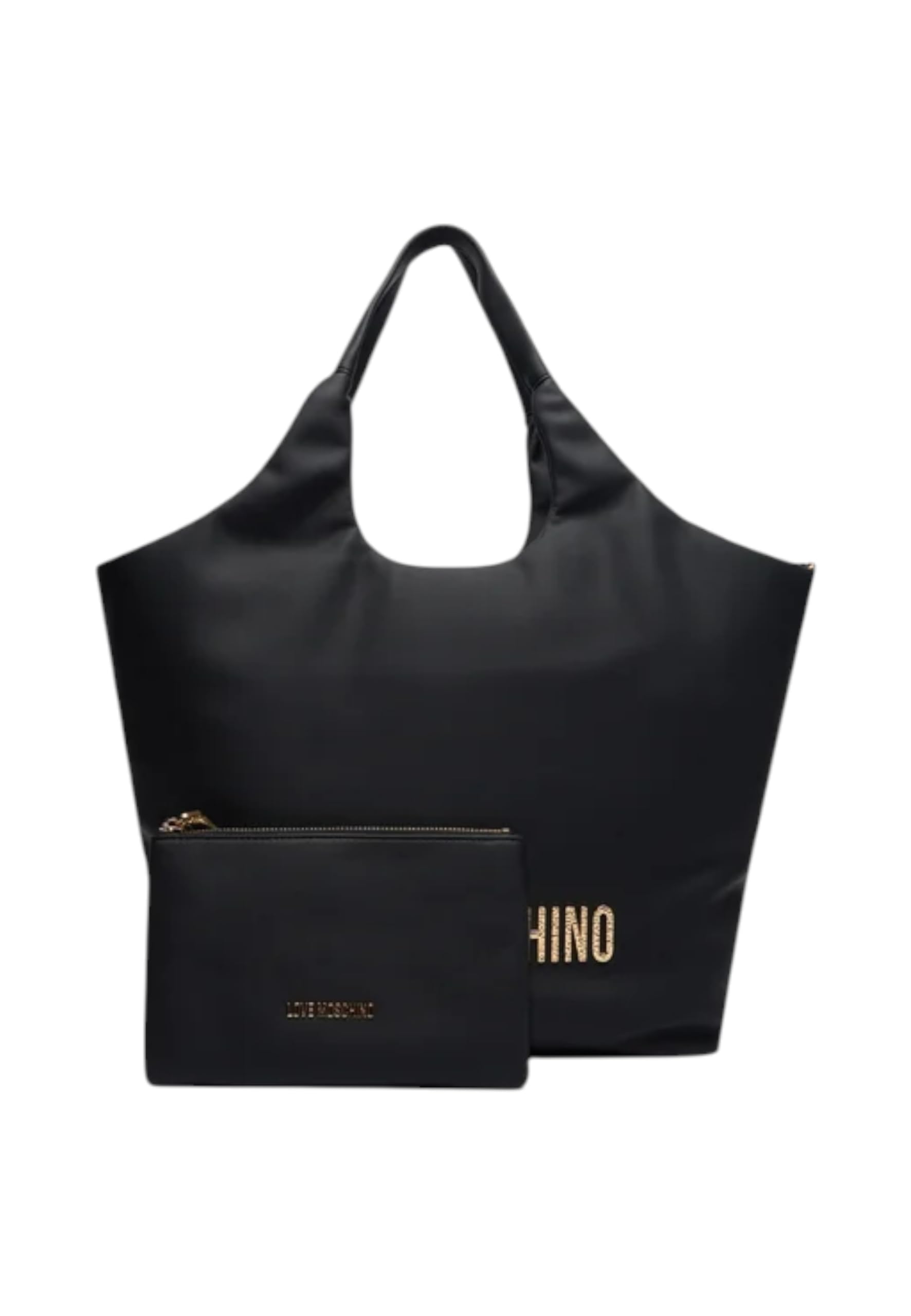 Love Moschino BORSA PU GRS NERO+HAMMERED LOGO
