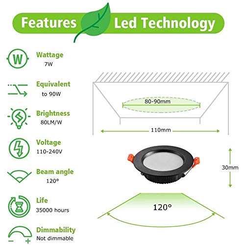 Foco empotrable de techo con protección IP44 y luz uniforme de 120 grados 4