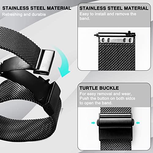 Image of Stainless Steel Mesh Watch Band for Mens Women, Quick Release Mesh Watch Straps 18mm 20mm 22mm 24mm (24mm Black)