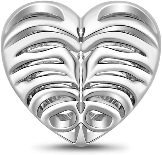 GNOCE Rose Gold Heart Charm Beads 925 Sterling Silver Bead Charms with Cubic Zirconia Fit for Bracelet/Necklace Valentine's Day Jewelry Gift for Women (heart-7)