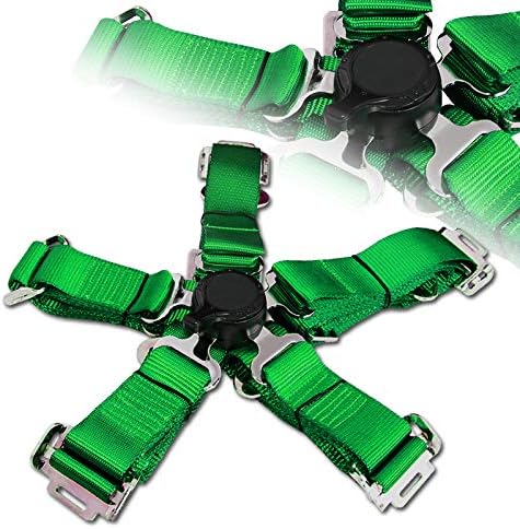 EPARTS 1 Piece Universal Durable 2" Green Nylon Strap 5 Point Cam Lock Seat Buckle Sport Racing Safety Harness Seat Belt