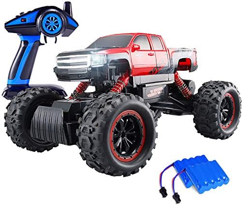 Theefun Electric RC Car Built with Led Headlights for Kids & Adult - Offroad Remote Control Cars RTR RC Buggy RC Monster Truck 1: 12 4WD 2.4Ghz High Speed (with 2 Rechargeable Battery)